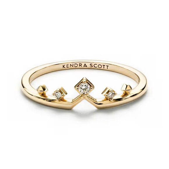 KENDRA SCOTT Michelle 14k Yellow Gold Band Ring in White Diamond, size 6 - Picture 1 of 3